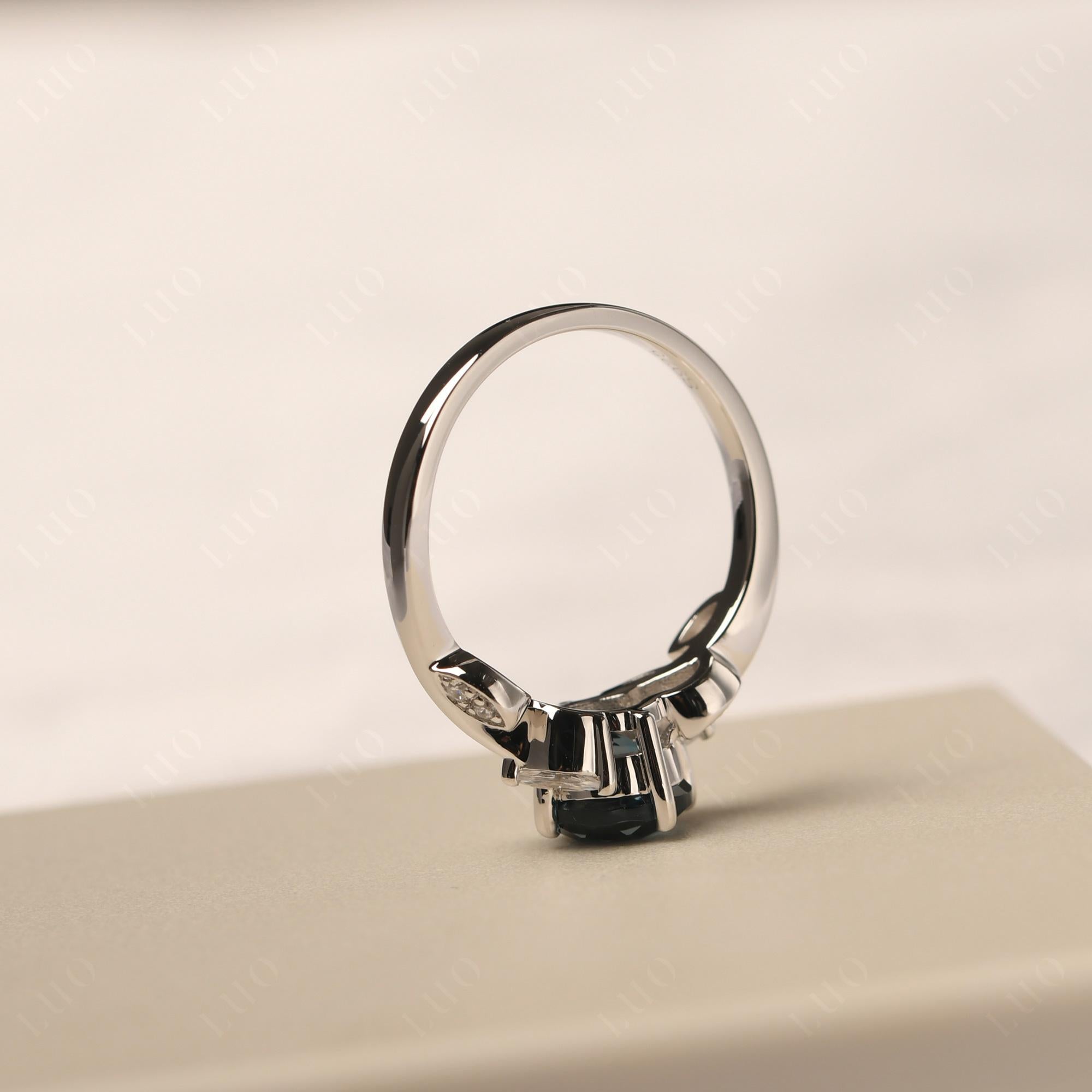 Vine Leaf London Blue Topaz Engagement Ring - LUO Jewelry