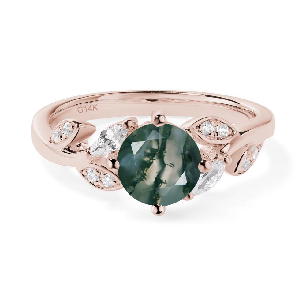 Vine Leaf Moss Agate Engagement Ring - LUO Jewelry #metal_14k rose gold