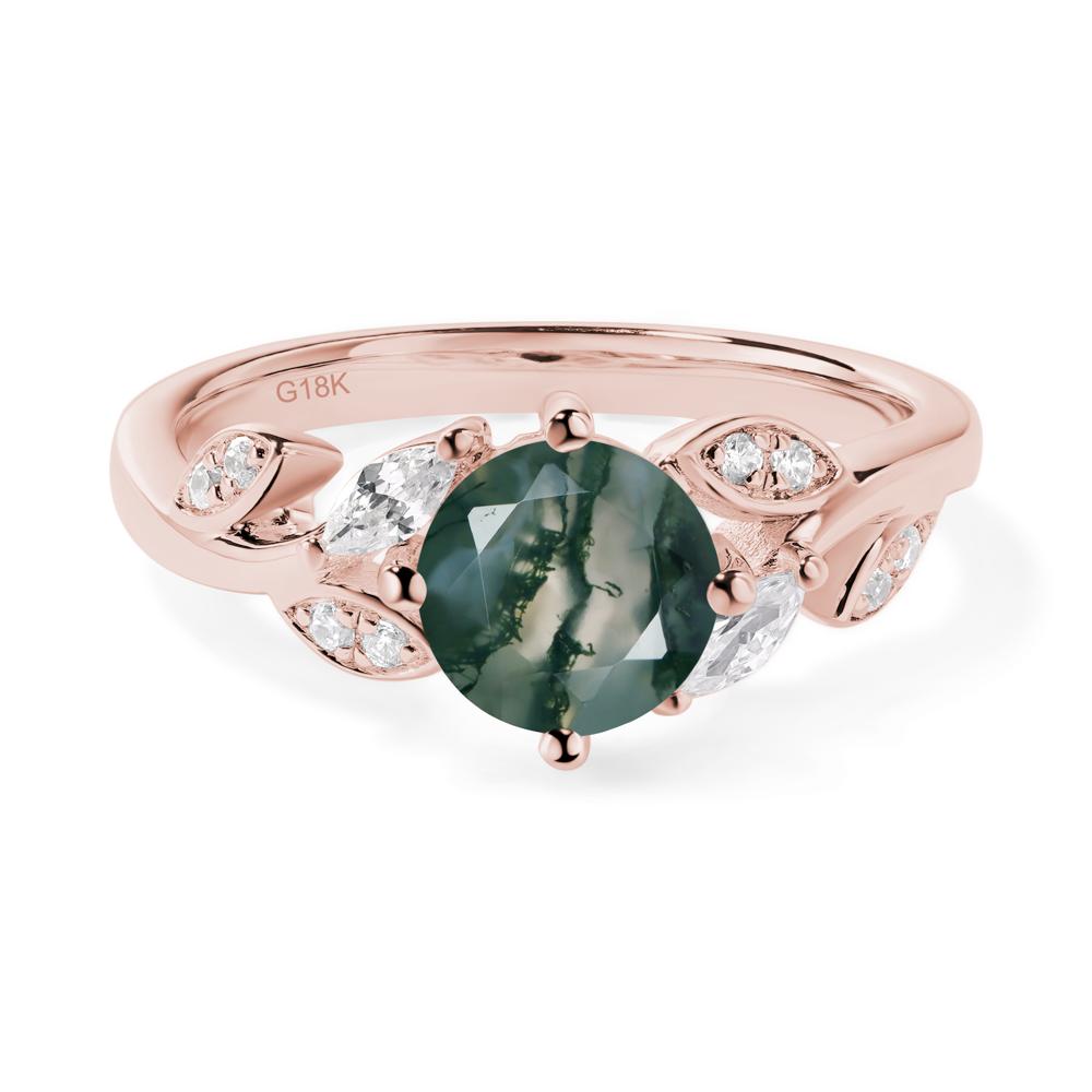 Vine Leaf Moss Agate Engagement Ring - LUO Jewelry #metal_18k rose gold