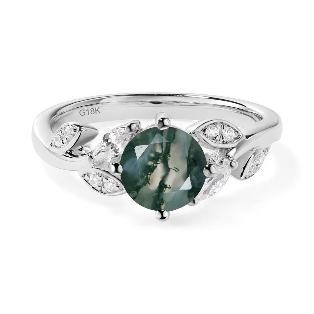 Vine Leaf Moss Agate Engagement Ring - LUO Jewelry #metal_18k white gold