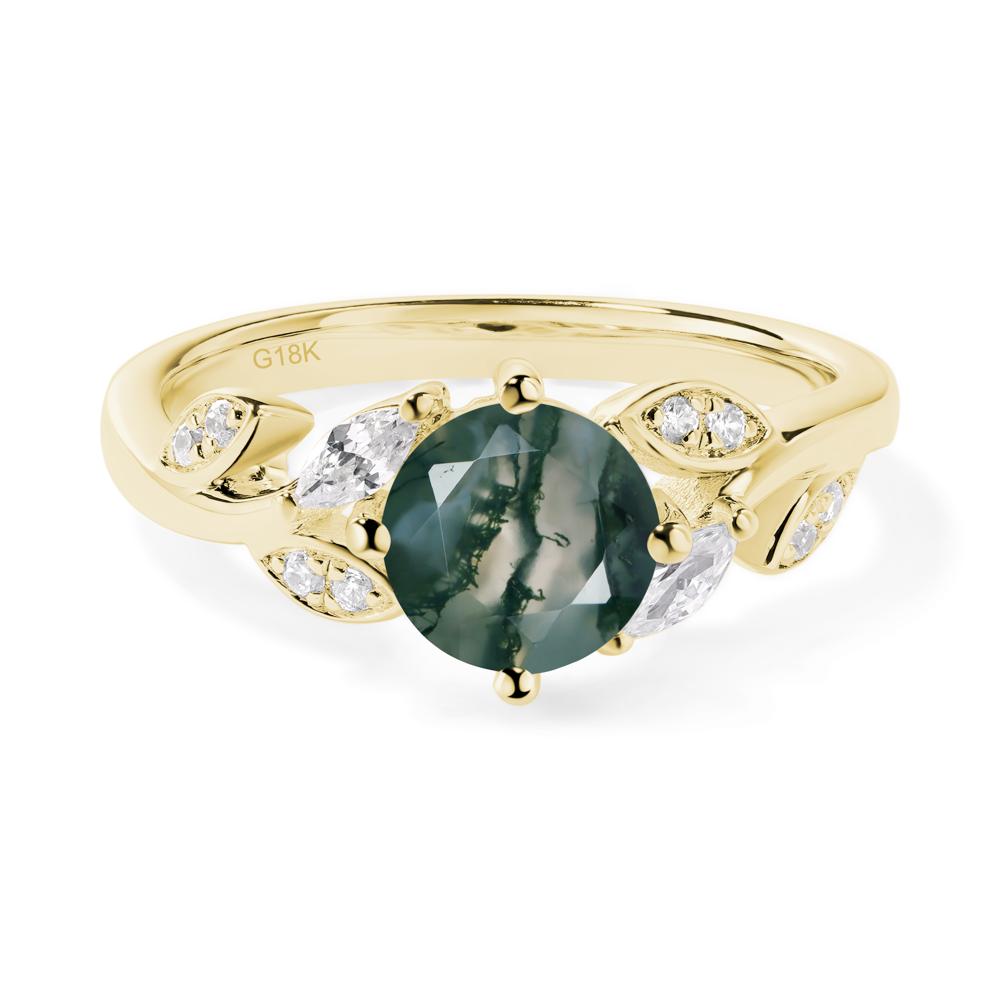 Vine Leaf Moss Agate Engagement Ring - LUO Jewelry #metal_18k yellow gold