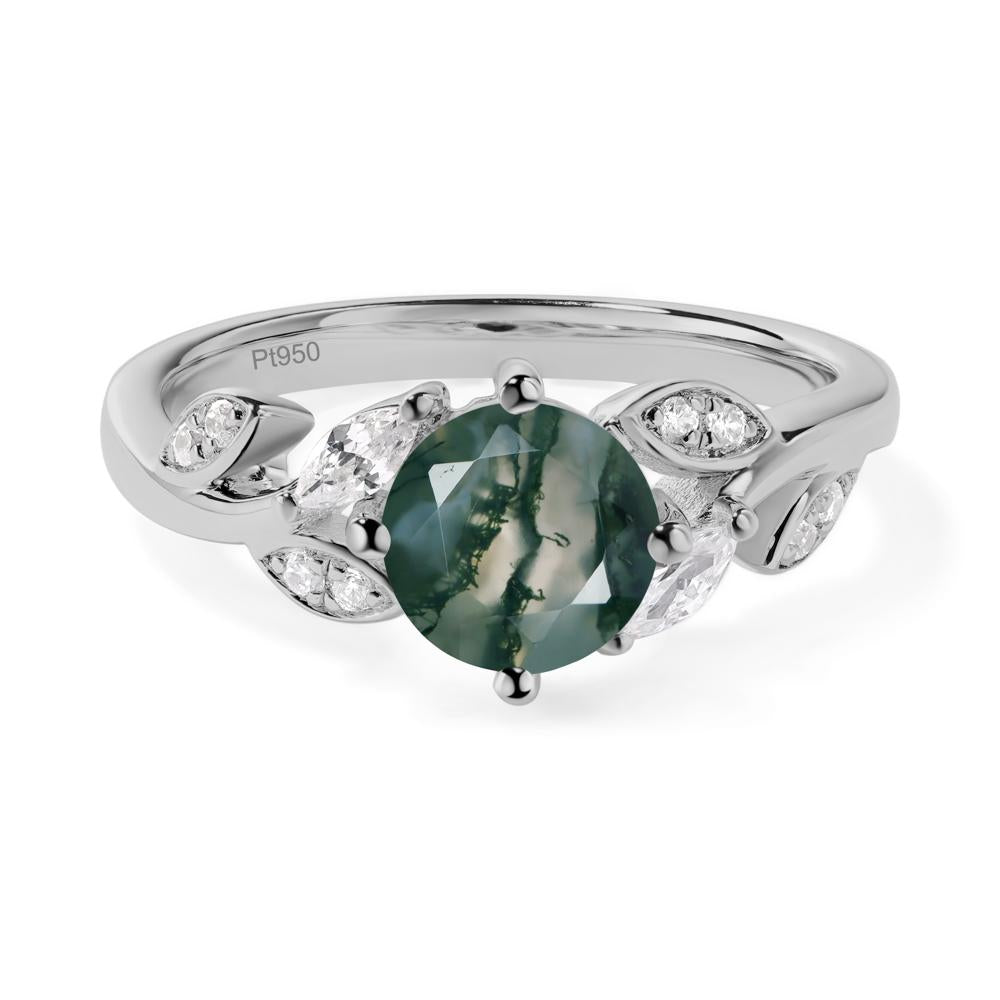 Vine Leaf Moss Agate Engagement Ring - LUO Jewelry #metal_platinum
