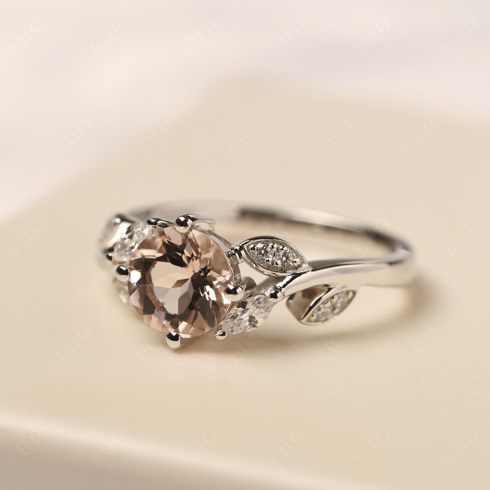 Vine Leaf Morganite Engagement Ring - LUO Jewelry