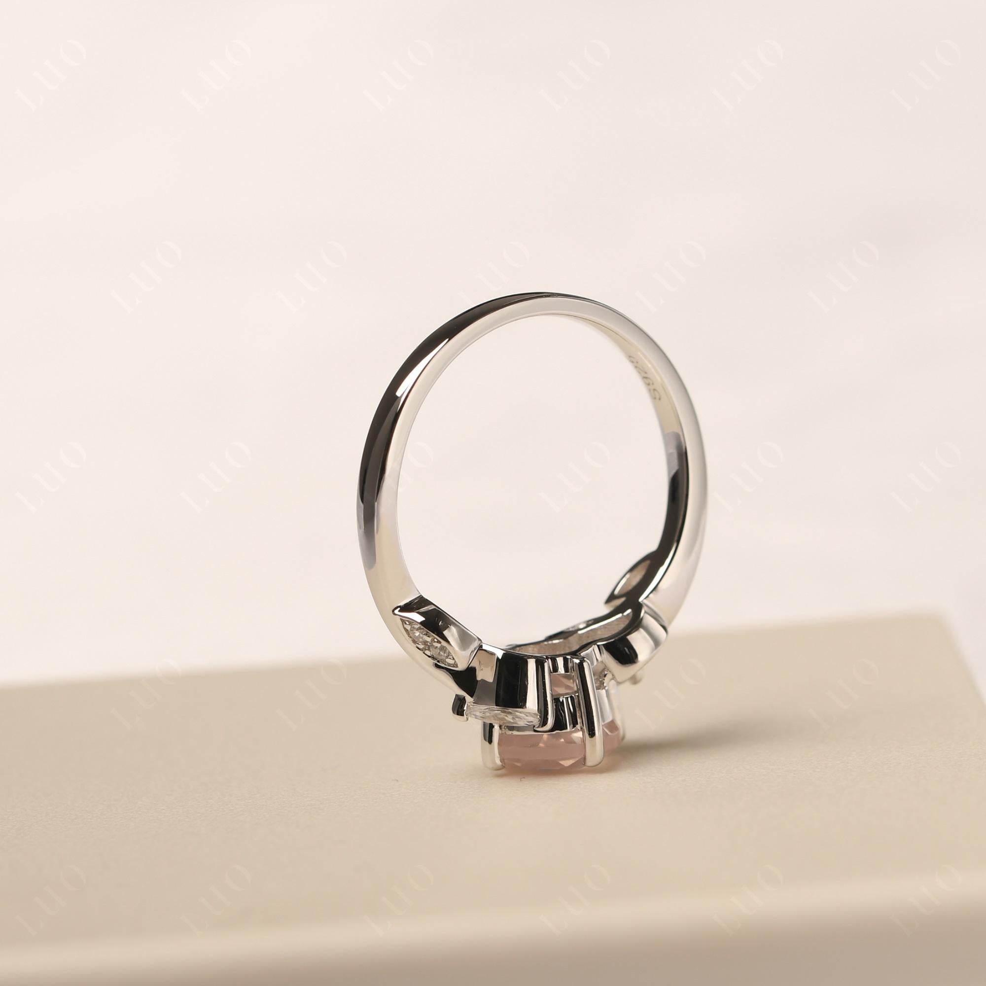 Vine Leaf Rose Quartz Engagement Ring - LUO Jewelry