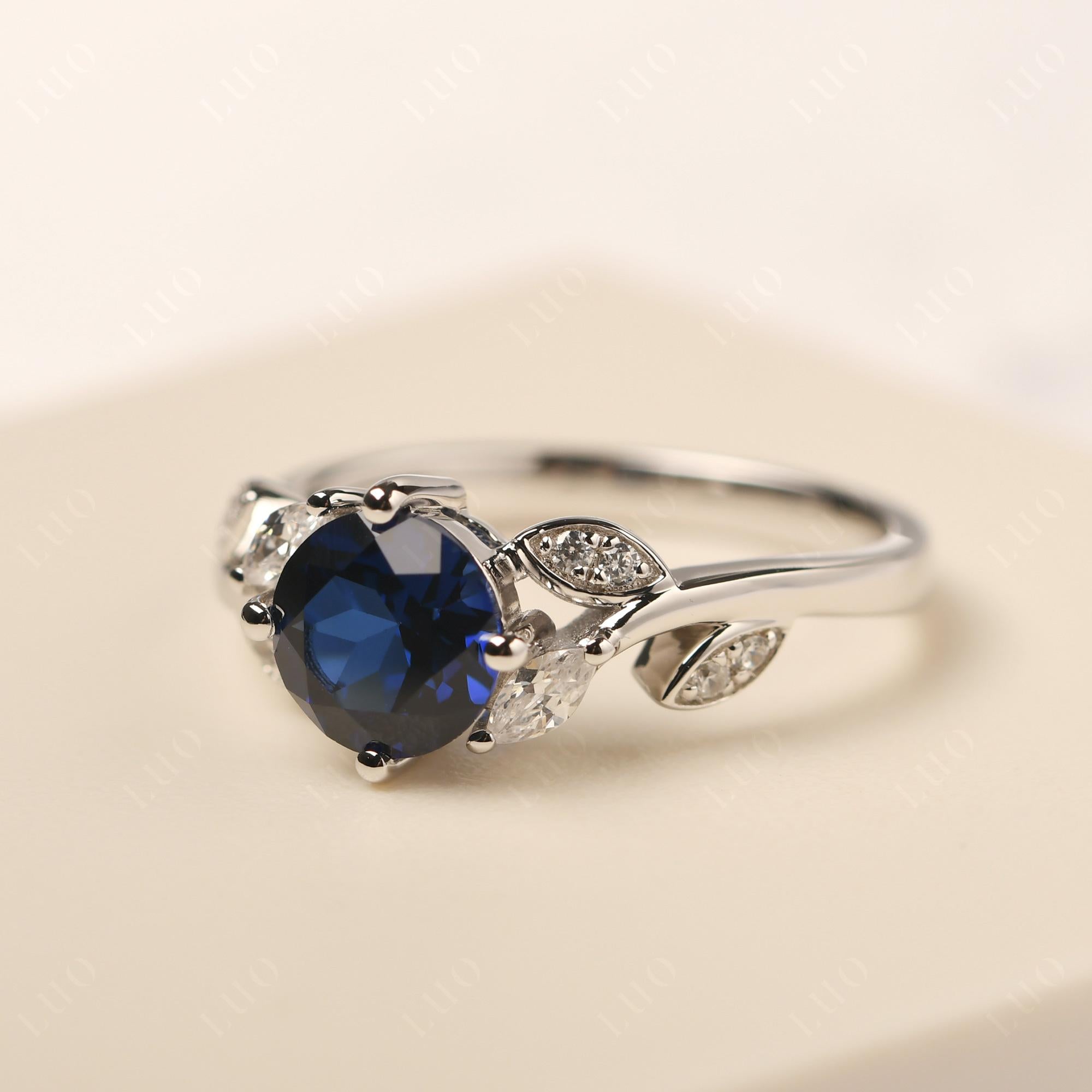 Vine Leaf Sapphire Engagement Ring - LUO Jewelry