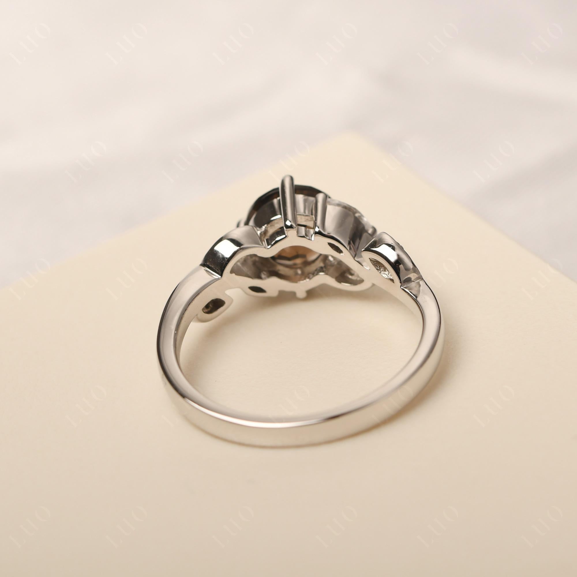 Vine Leaf Smoky Quartz Engagement Ring - LUO Jewelry