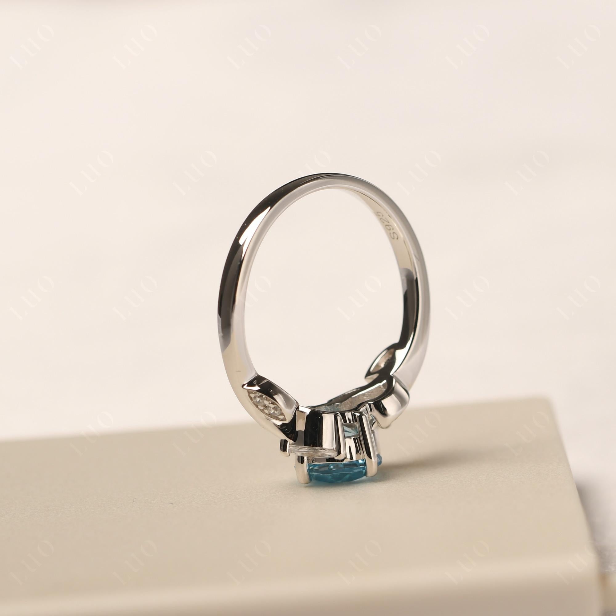 Vine Leaf Swiss Blue Topaz Engagement Ring - LUO Jewelry