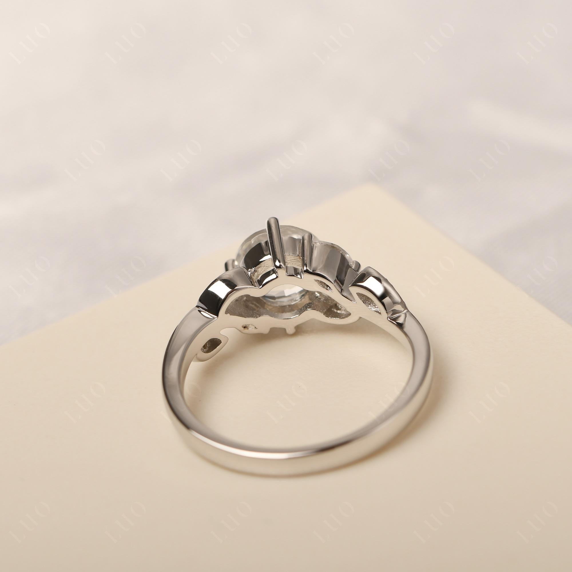 Vine Leaf White Topaz Engagement Ring - LUO Jewelry