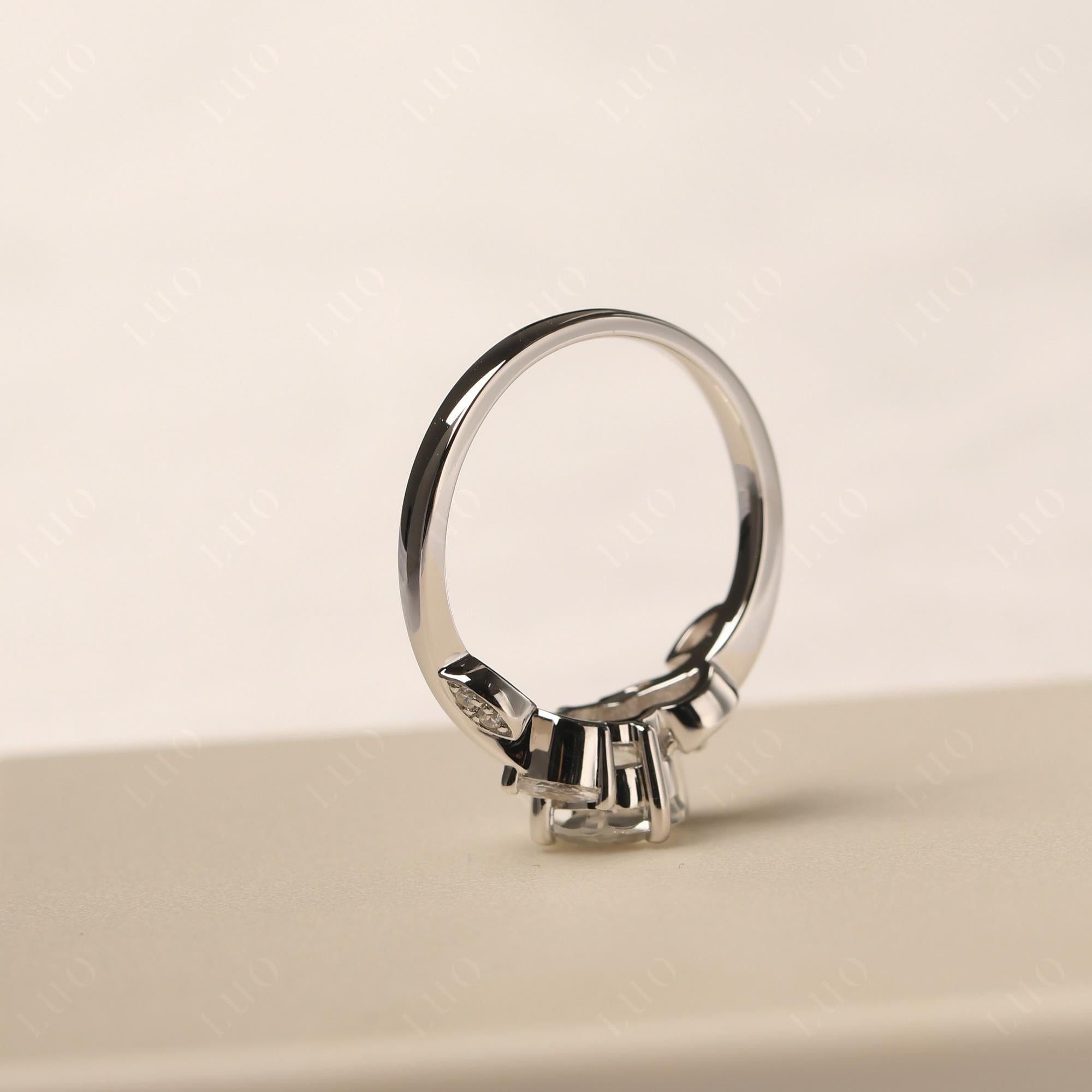 Vine Leaf White Topaz Engagement Ring - LUO Jewelry