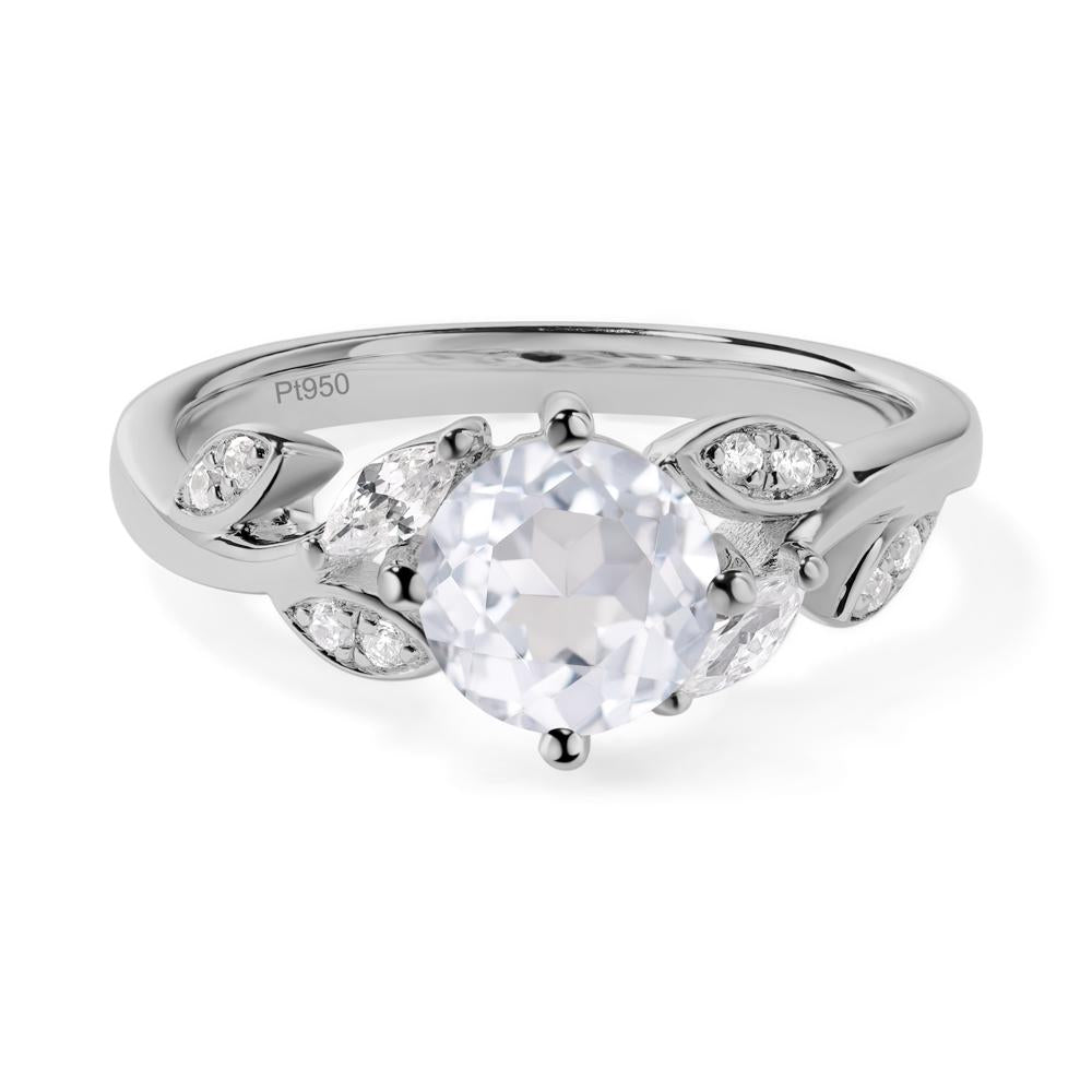 Vine Leaf White Topaz Engagement Ring - LUO Jewelry #metal_platinum