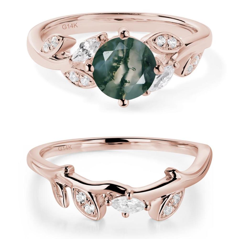 Vine Leaf Moss Agate Engagement Ring - LUO Jewelry #metal_xxxxx