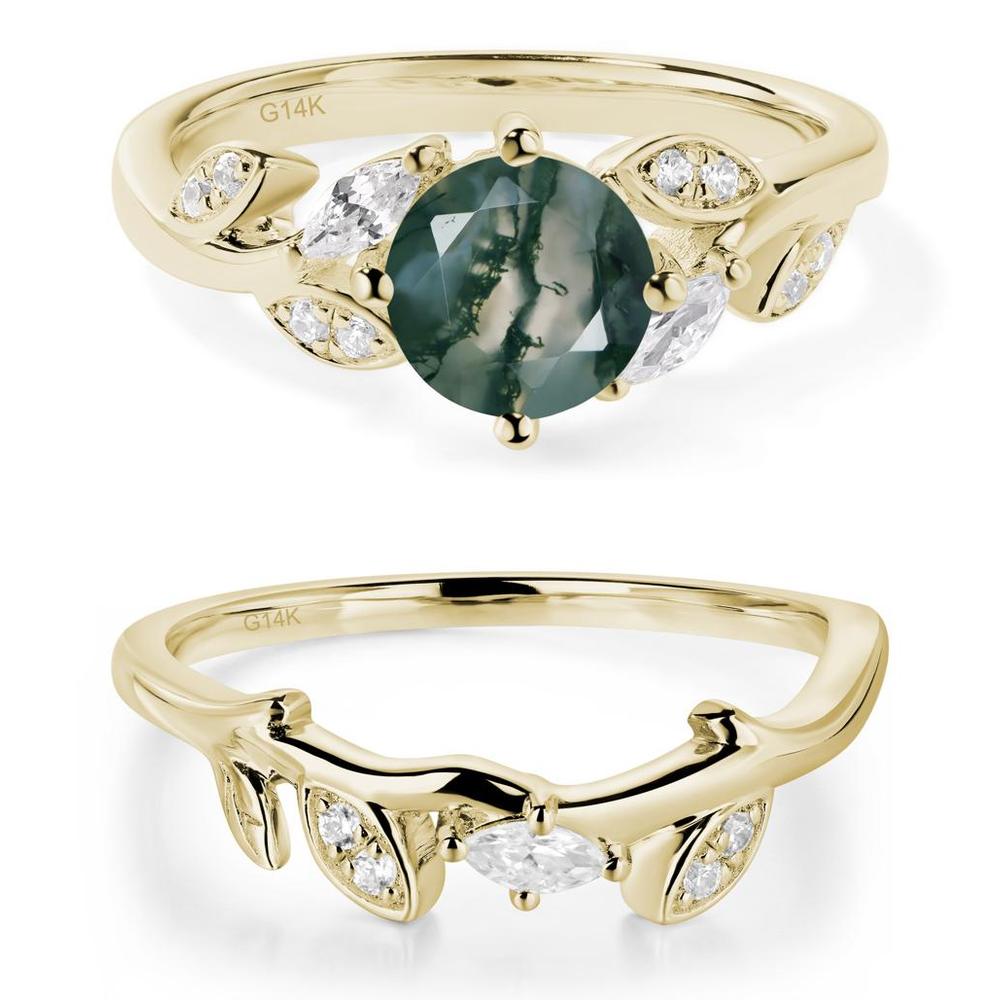 Vine Leaf Moss Agate Engagement Ring - LUO Jewelry #metal_xxxxx