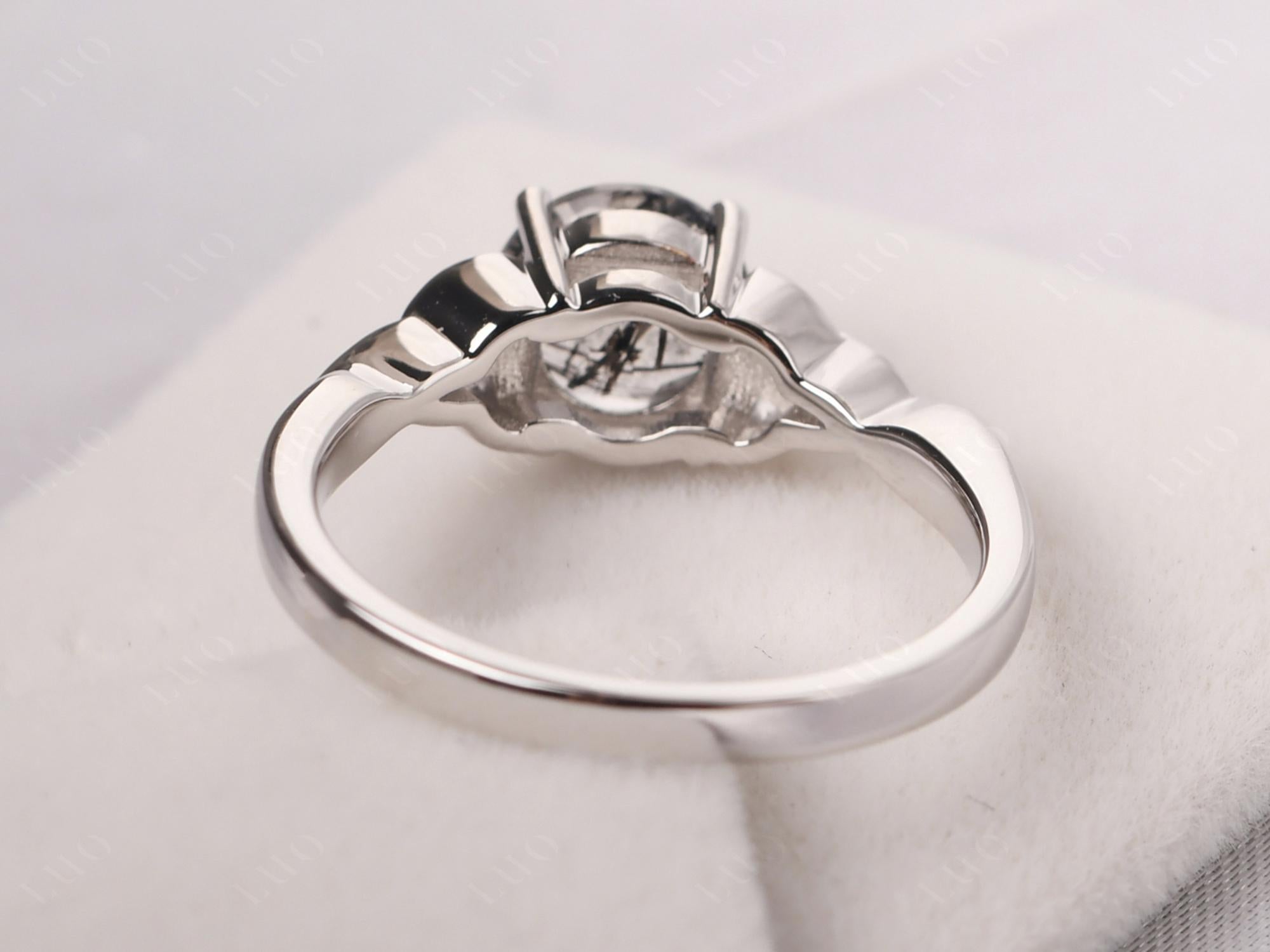 Round Cut Black Rutilated Quartz Celtic Ring - LUO Jewelry