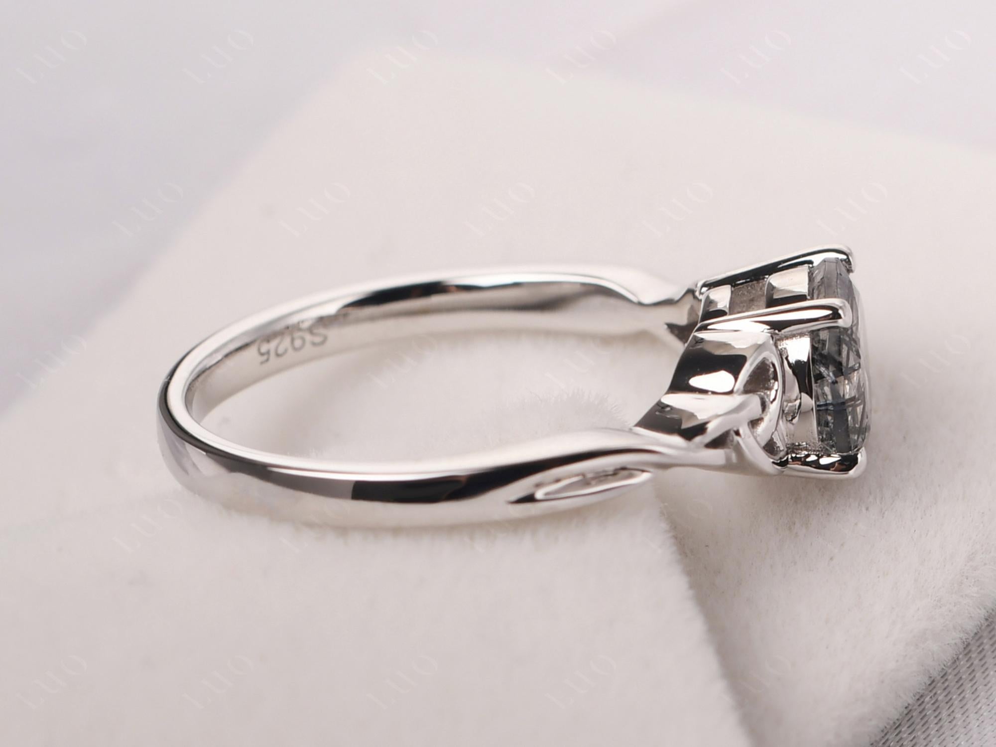 Round Cut Black Rutilated Quartz Celtic Ring - LUO Jewelry