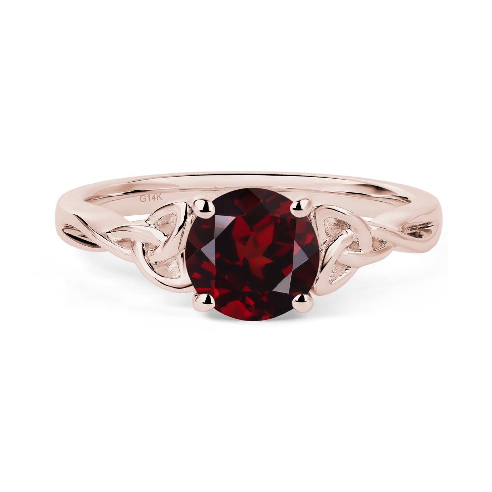 Round Cut Garnet Celtic Ring - LUO Jewelry #metal_14k rose gold