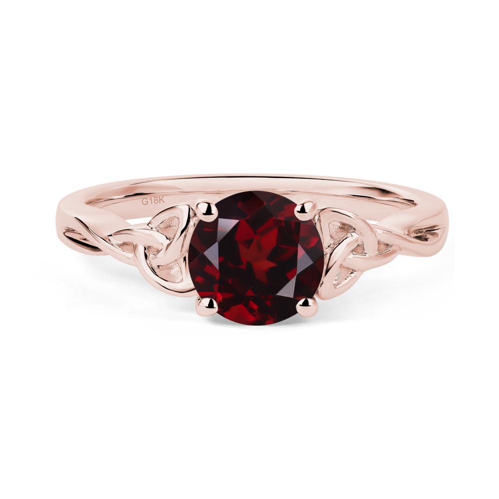 Round Cut Garnet Celtic Ring - LUO Jewelry #metal_18k rose gold
