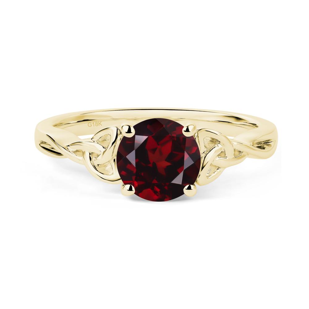 Round Cut Garnet Celtic Ring - LUO Jewelry #metal_18k yellow gold