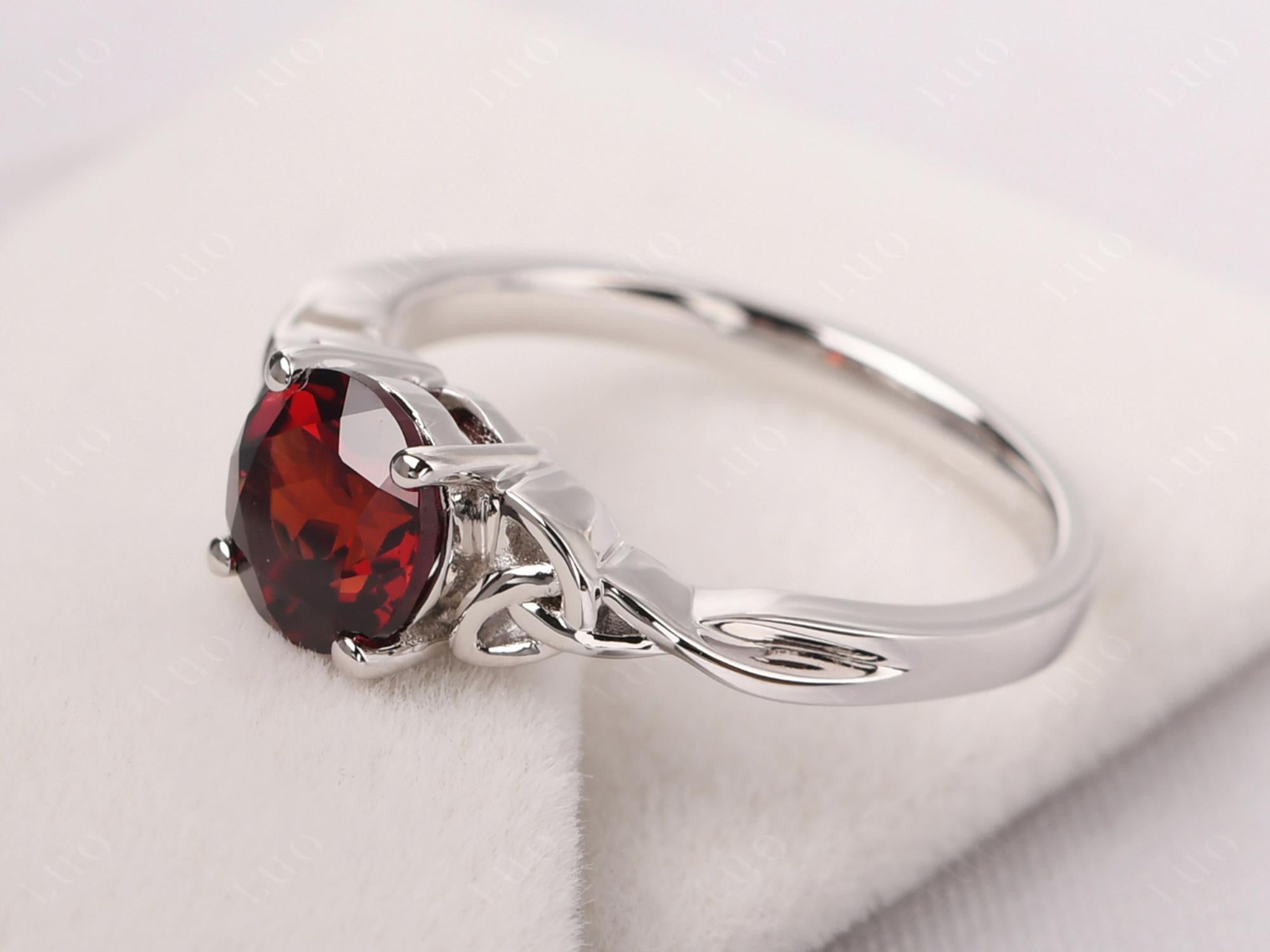 Round Cut Garnet Celtic Ring - LUO Jewelry