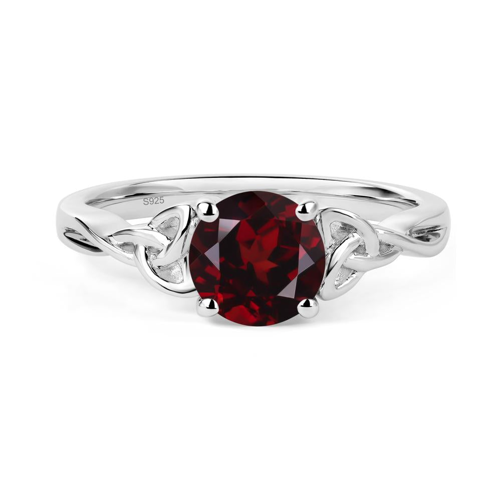 Round Cut Garnet Celtic Ring - LUO Jewelry #metal_sterling silver