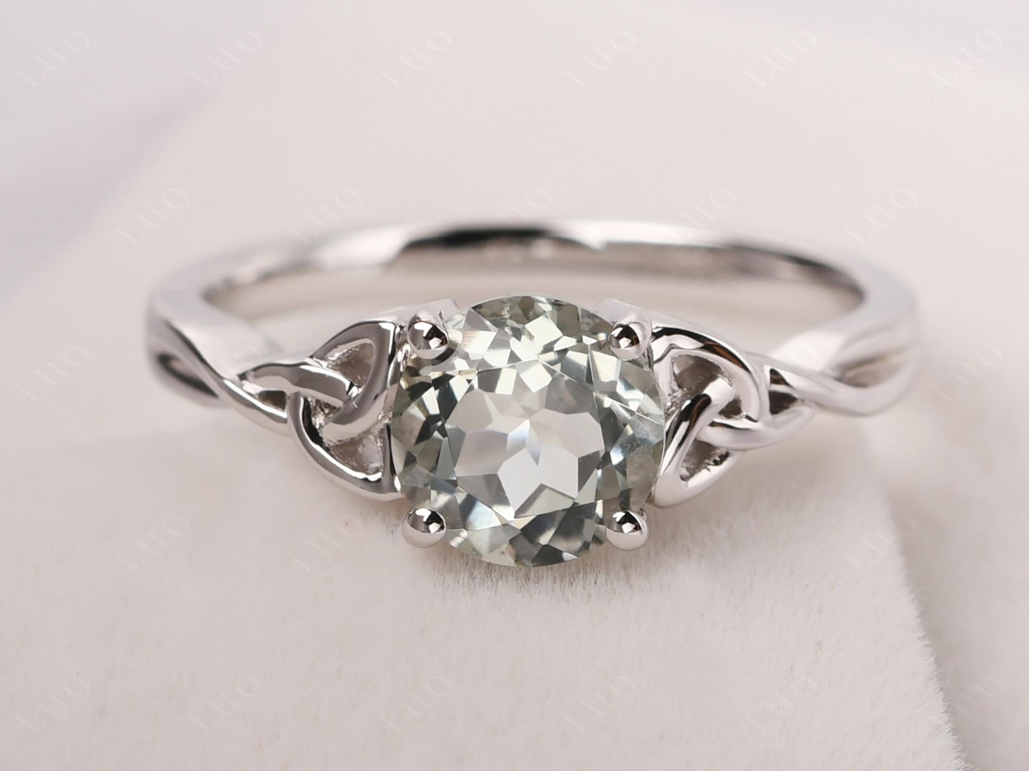 Round Cut Green Amethyst Celtic Ring - LUO Jewelry