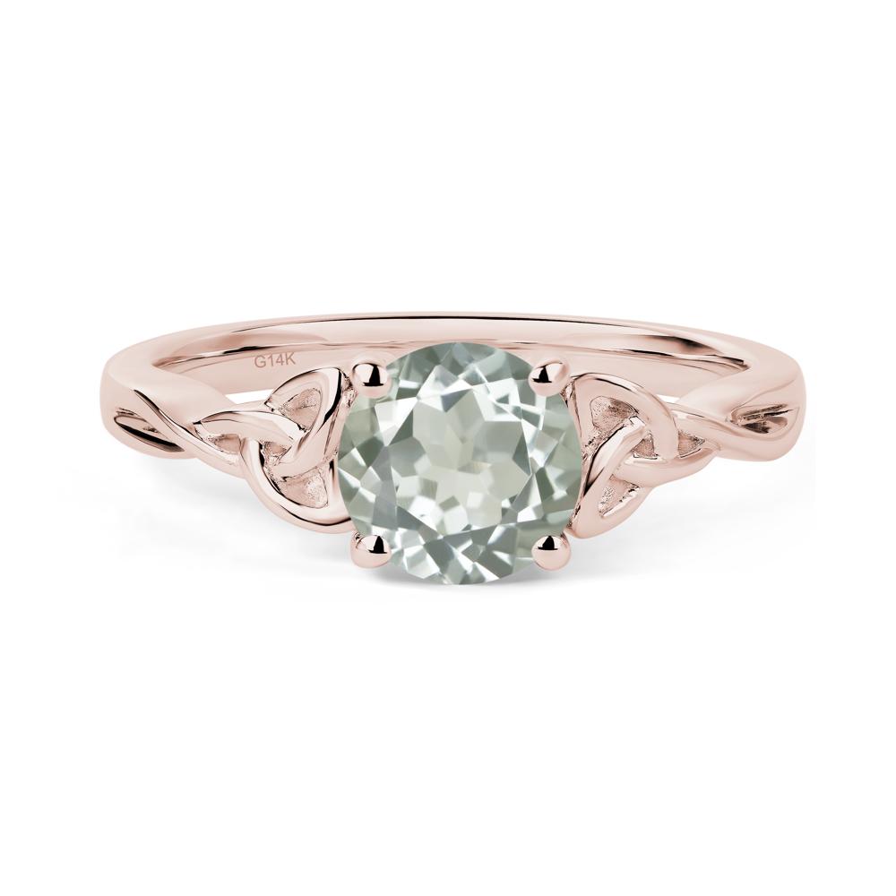 Round Cut Green Amethyst Celtic Ring - LUO Jewelry #metal_14k rose gold