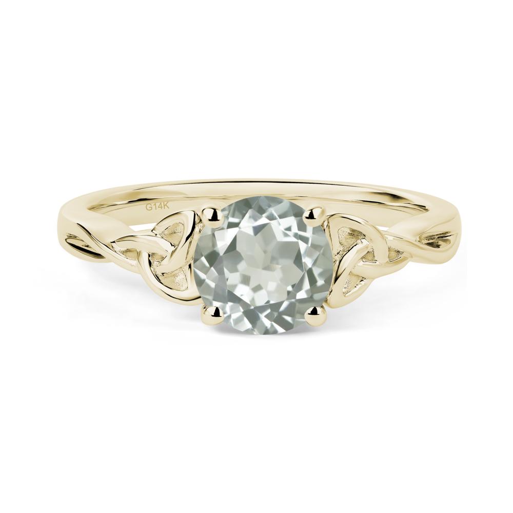 Round Cut Green Amethyst Celtic Ring - LUO Jewelry #metal_14k yellow gold