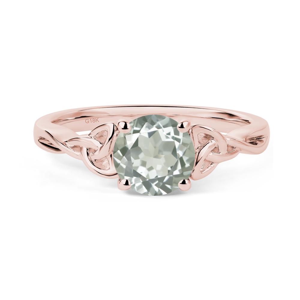 Round Cut Green Amethyst Celtic Ring - LUO Jewelry #metal_18k rose gold