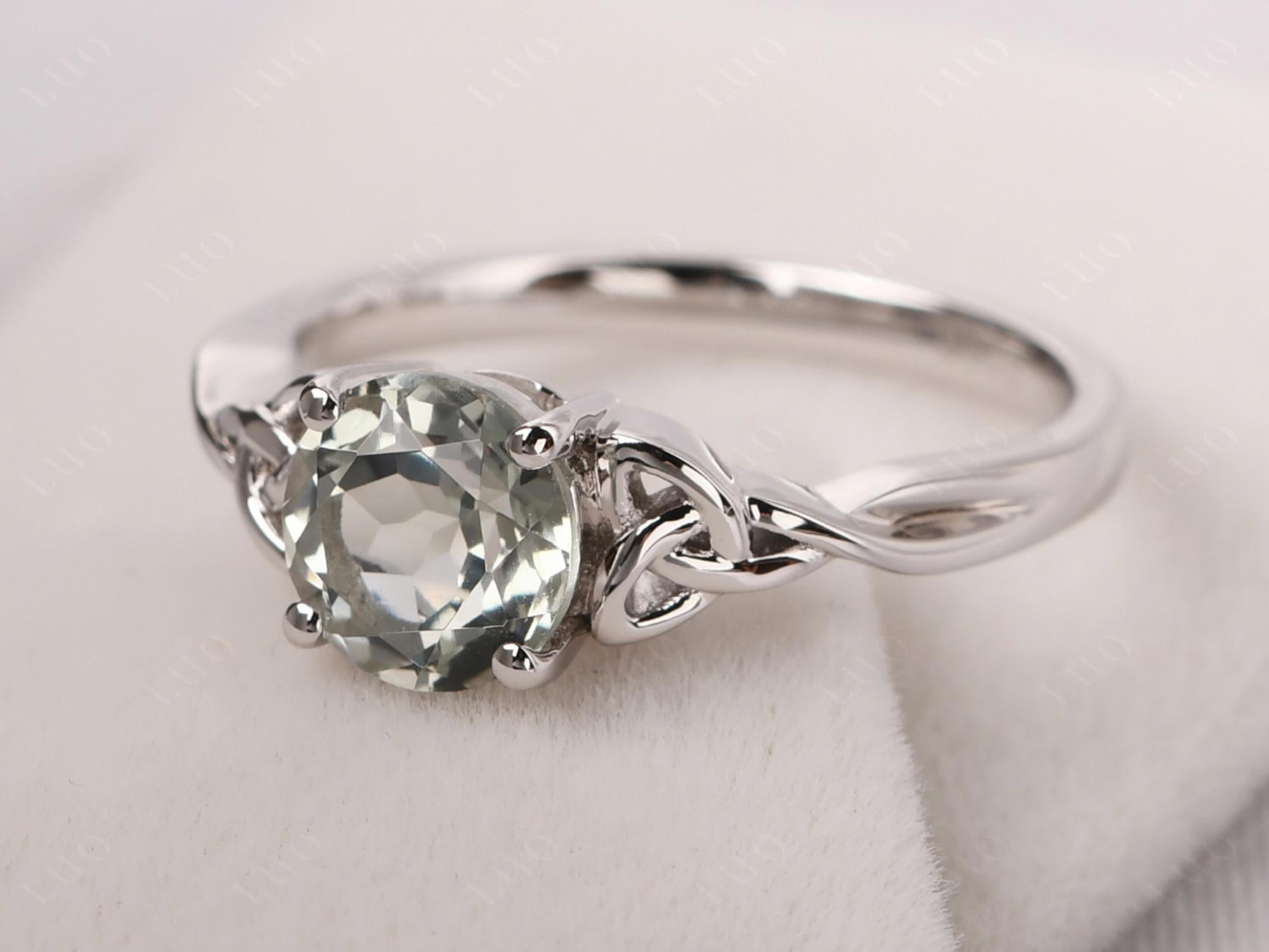 Round Cut Green Amethyst Celtic Ring - LUO Jewelry