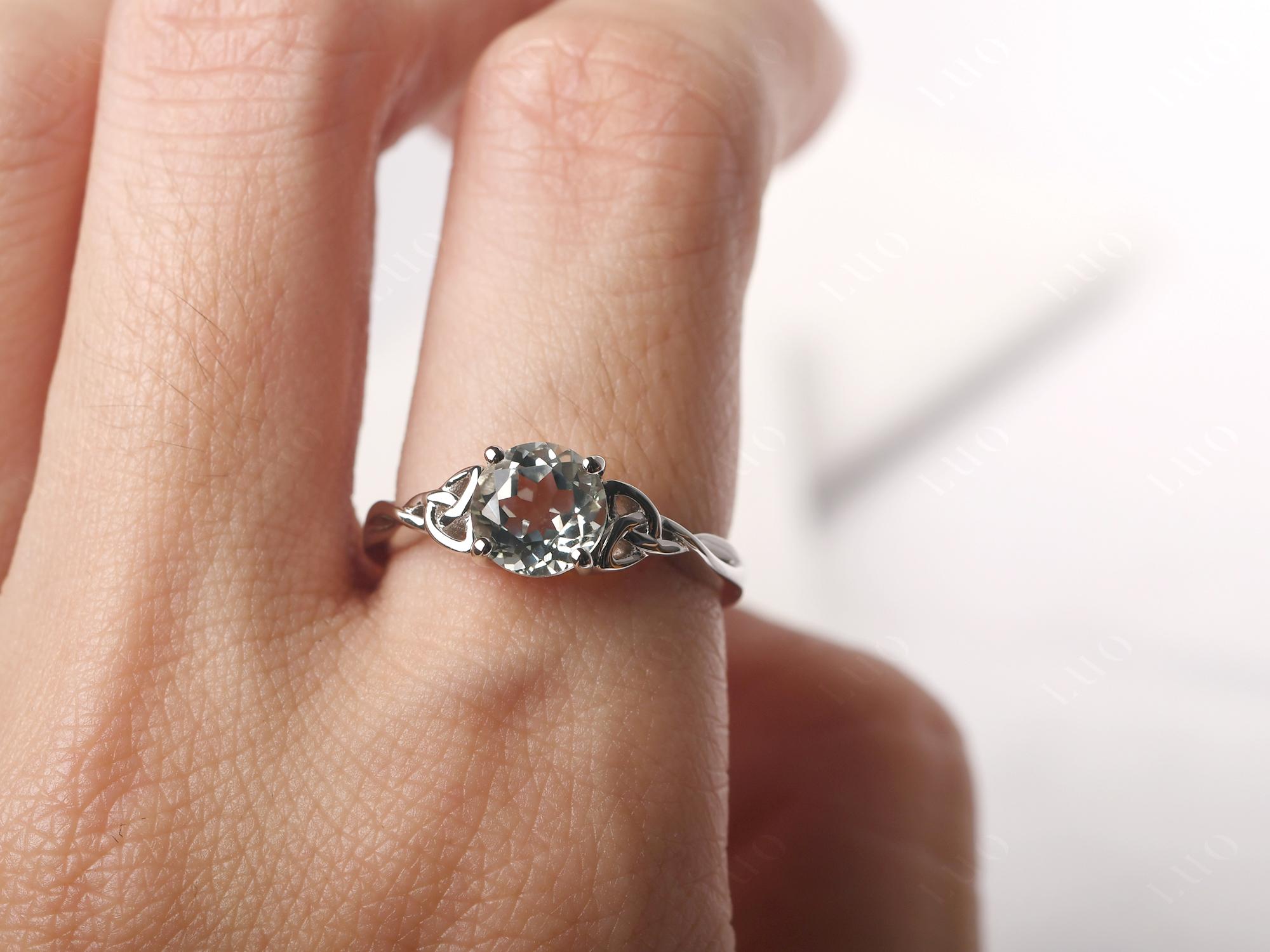 Round Cut Green Amethyst Celtic Ring - LUO Jewelry