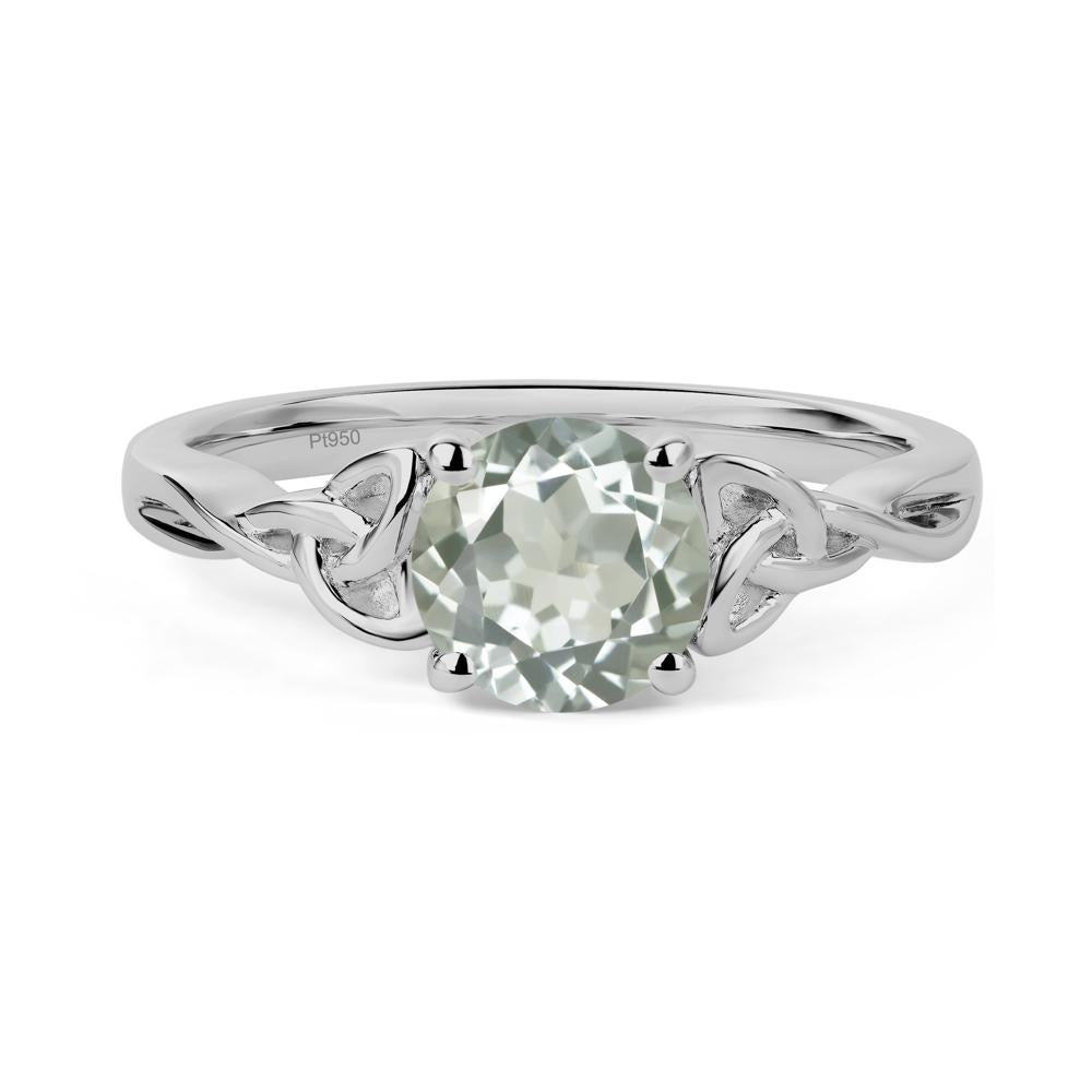 Round Cut Green Amethyst Celtic Ring - LUO Jewelry #metal_platinum