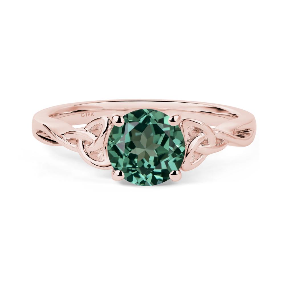 Round Cut Green Sapphire Celtic Ring - LUO Jewelry #metal_18k rose gold