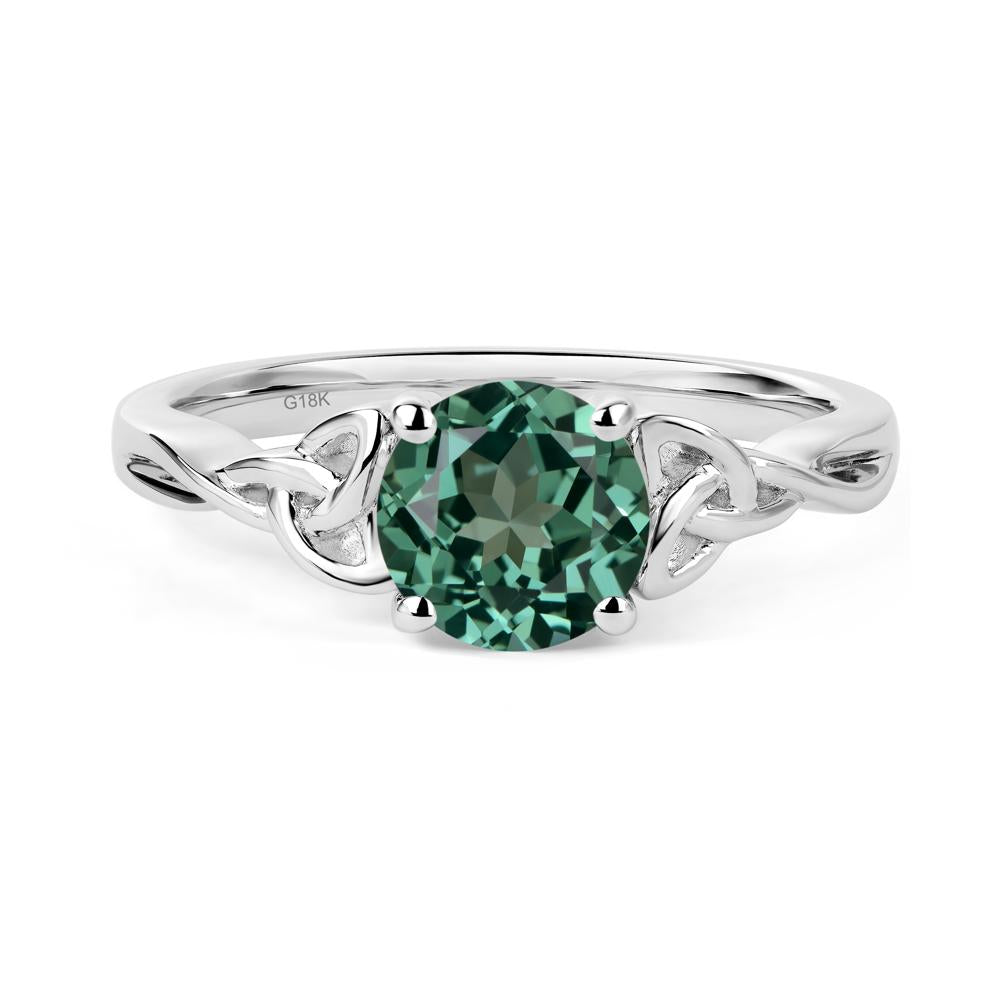 Round Cut Green Sapphire Celtic Ring - LUO Jewelry #metal_18k white gold