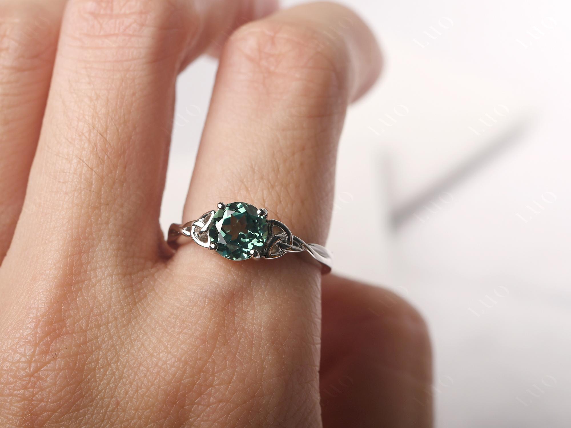 Round Cut Green Sapphire Celtic Ring - LUO Jewelry