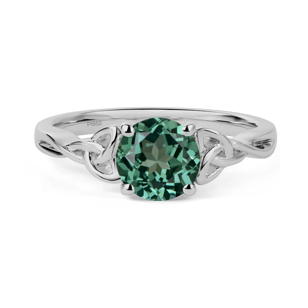 Round Cut Green Sapphire Celtic Ring - LUO Jewelry #metal_platinum