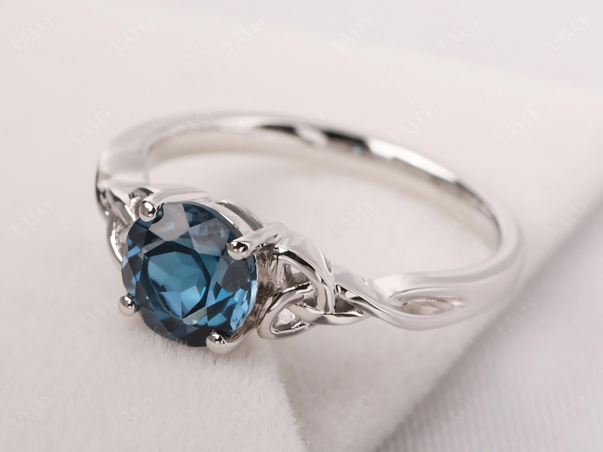 Round Cut London Blue Topaz Celtic Ring - LUO Jewelry