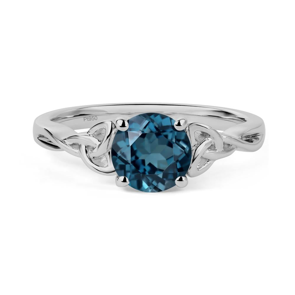 Round Cut London Blue Topaz Celtic Ring - LUO Jewelry #metal_platinum