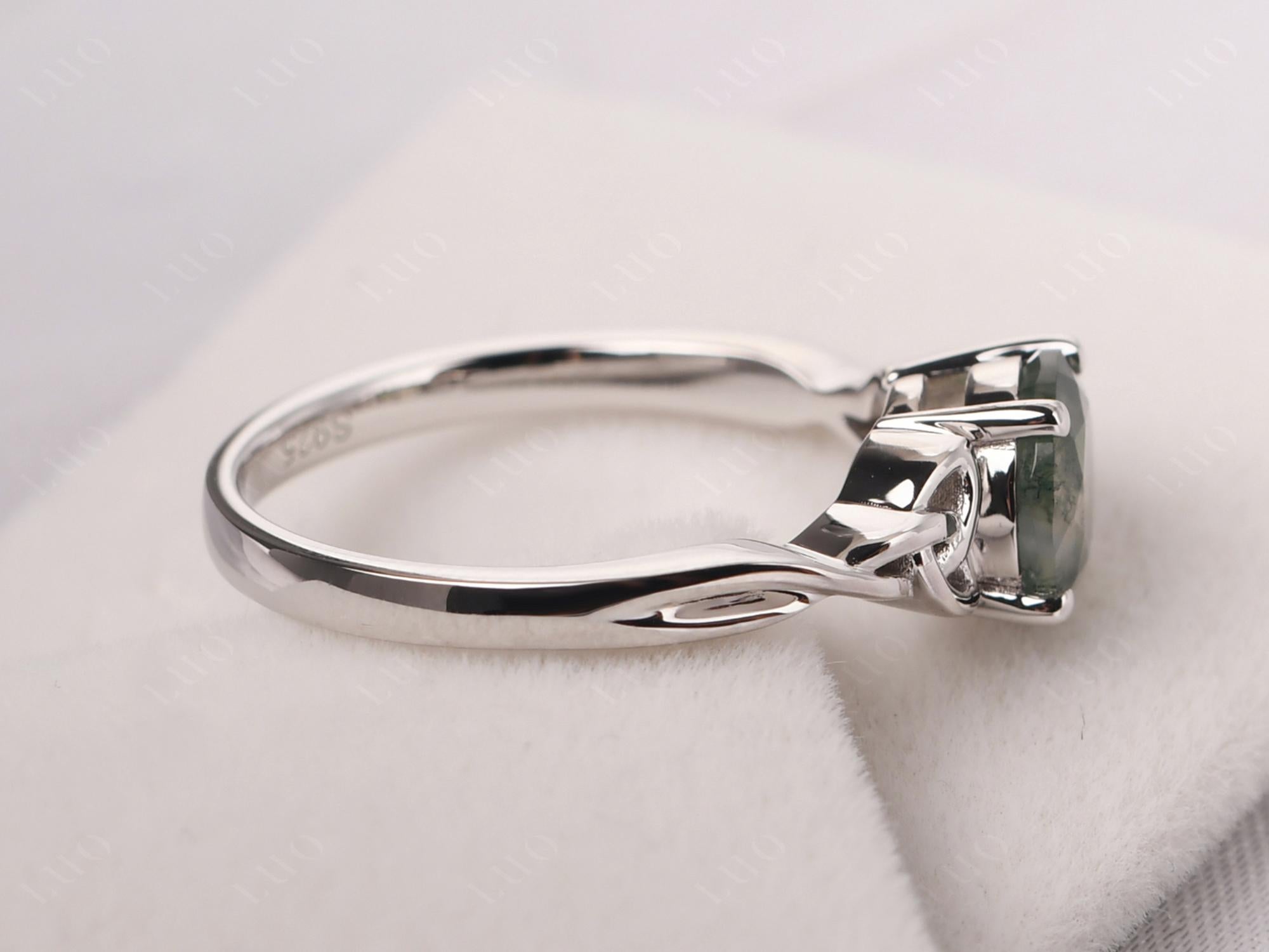 Round Cut Moss Agate Celtic Ring - LUO Jewelry