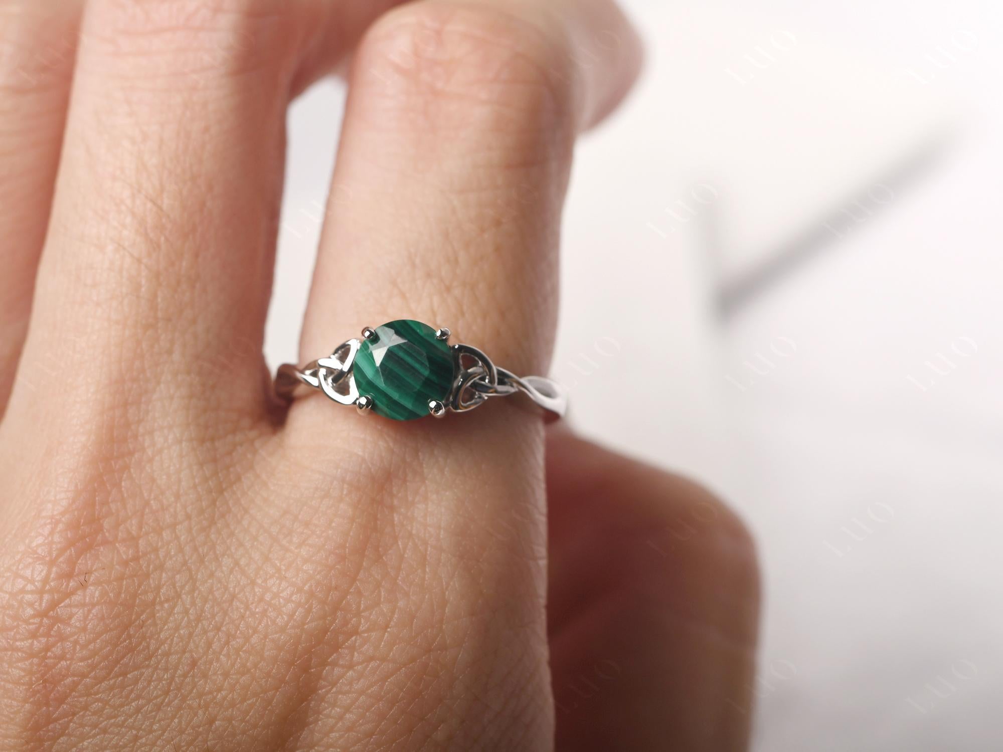 Round Cut Malachite Celtic Ring - LUO Jewelry