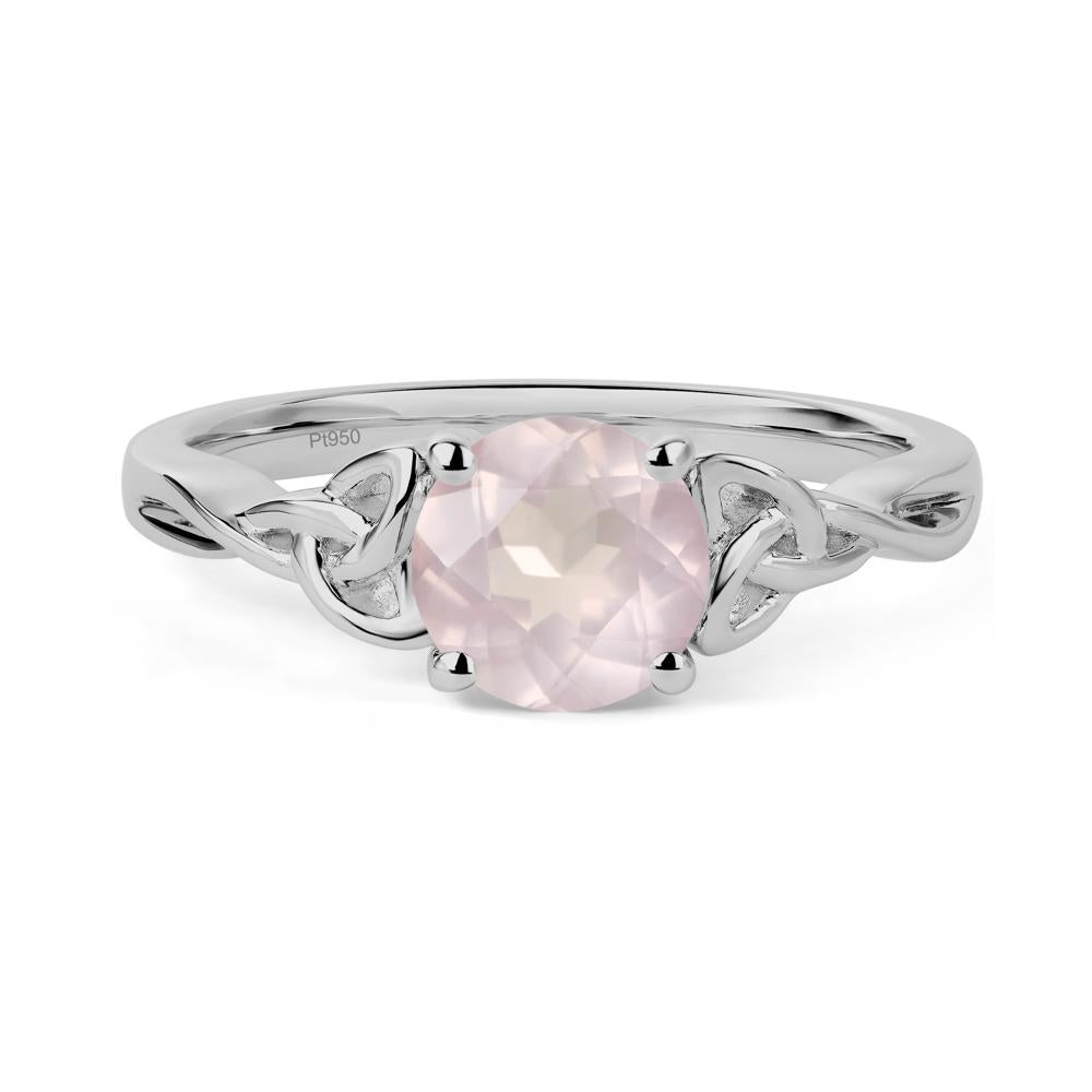Round Cut Rose Quartz Celtic Ring - LUO Jewelry #metal_platinum