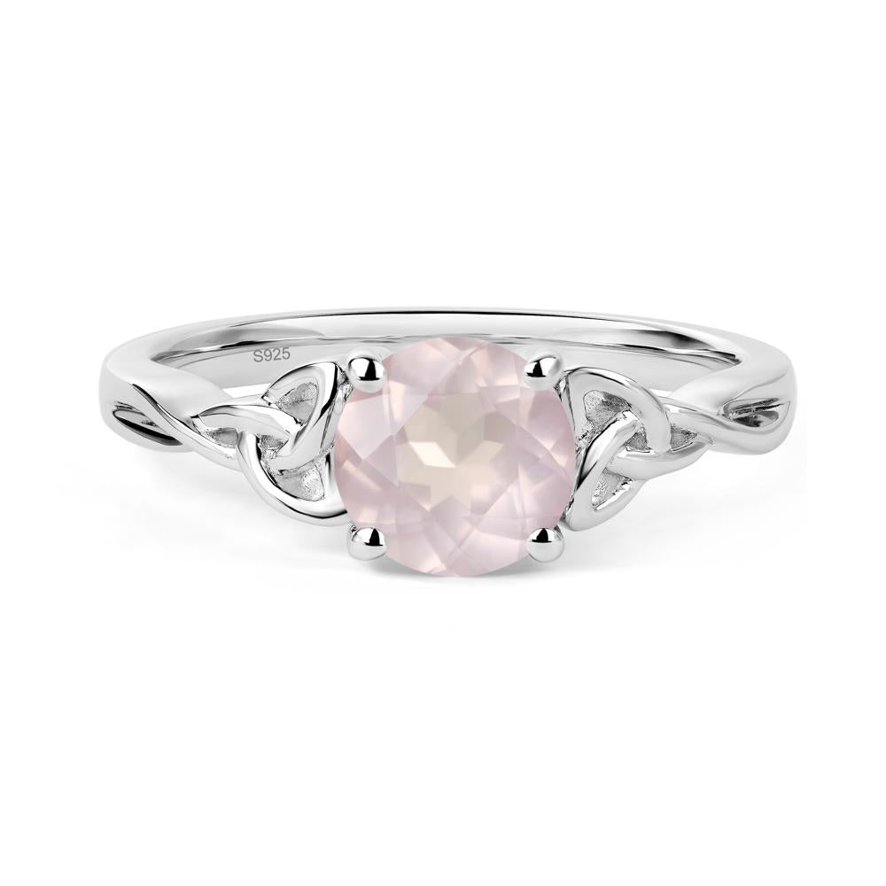 Round Cut Rose Quartz Celtic Ring - LUO Jewelry #metal_sterling silver