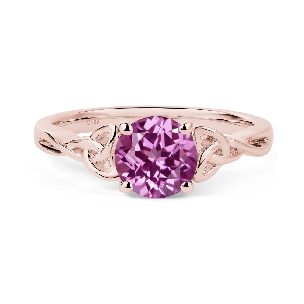 Round Cut Pink Sapphire Celtic Ring - LUO Jewelry #metal_18k rose gold