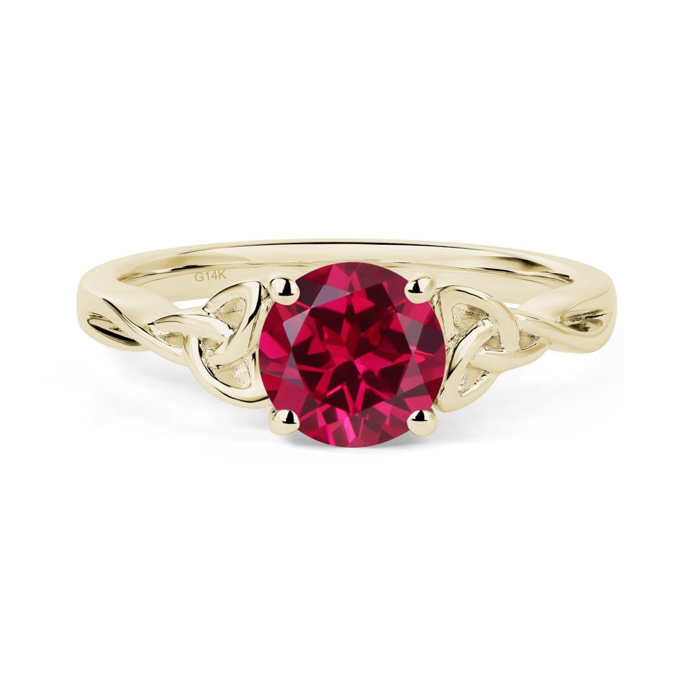 Round Cut Ruby Celtic Ring - LUO Jewelry #metal_14k yellow gold
