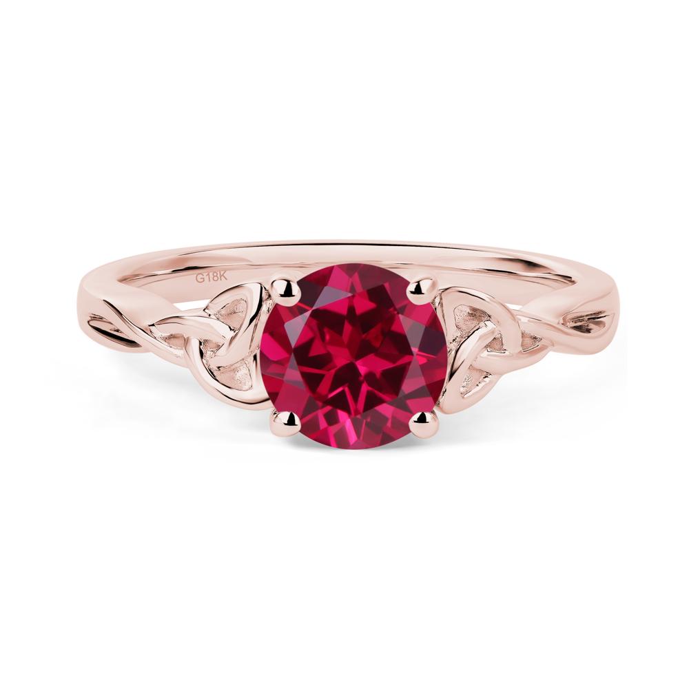Round Cut Ruby Celtic Ring - LUO Jewelry #metal_18k rose gold