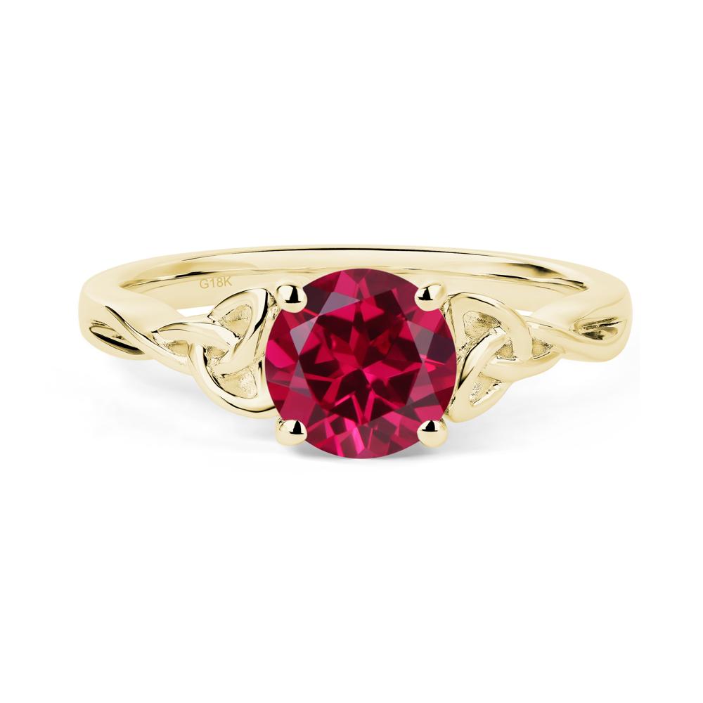 Round Cut Ruby Celtic Ring - LUO Jewelry #metal_18k yellow gold