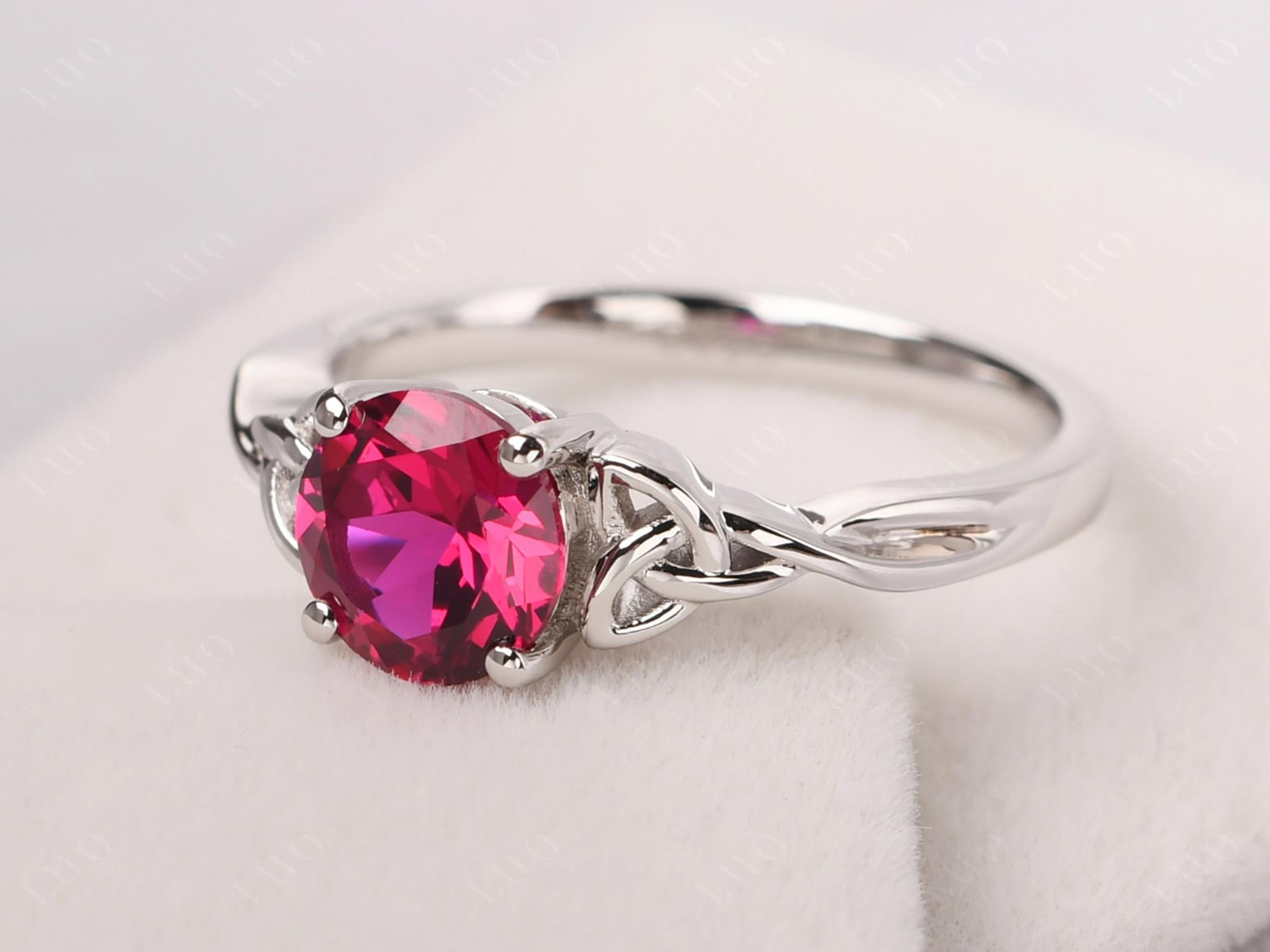Round Cut Ruby Celtic Ring - LUO Jewelry