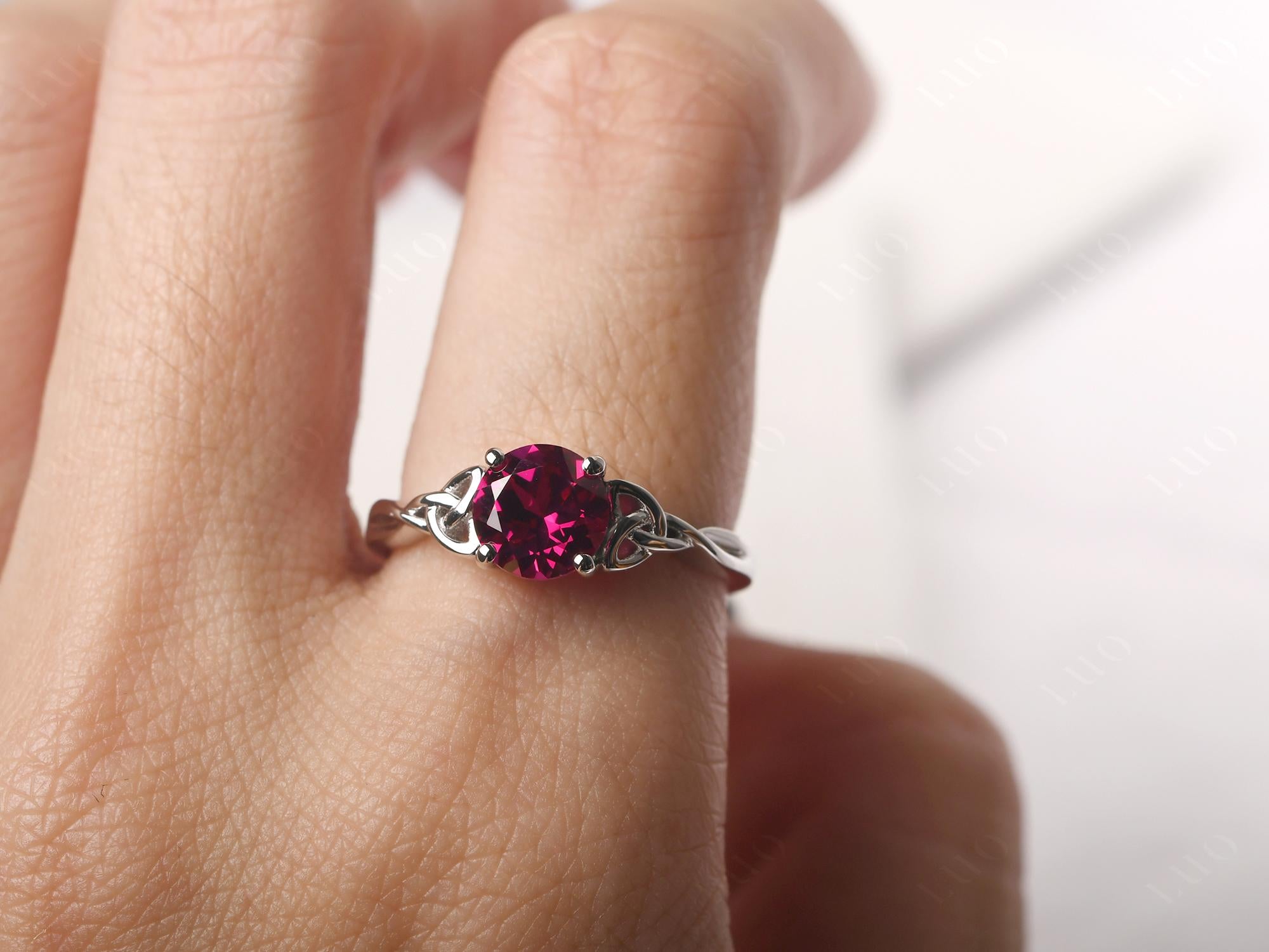Round Cut Ruby Celtic Ring - LUO Jewelry