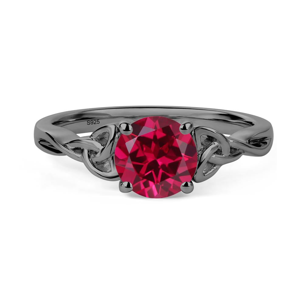 Round Cut Ruby Celtic Ring - LUO Jewelry #metal_black finish sterling silver