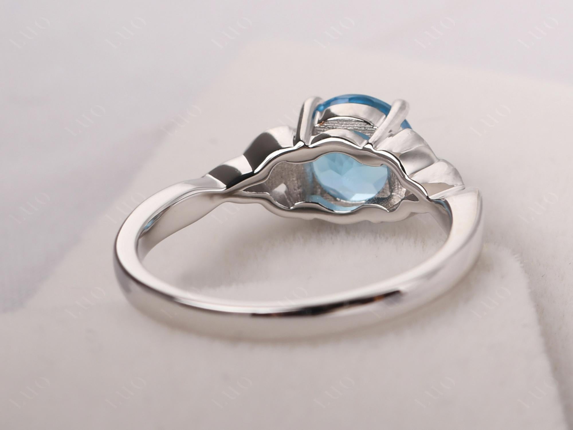 Round Cut Swiss Blue Topaz Celtic Ring - LUO Jewelry