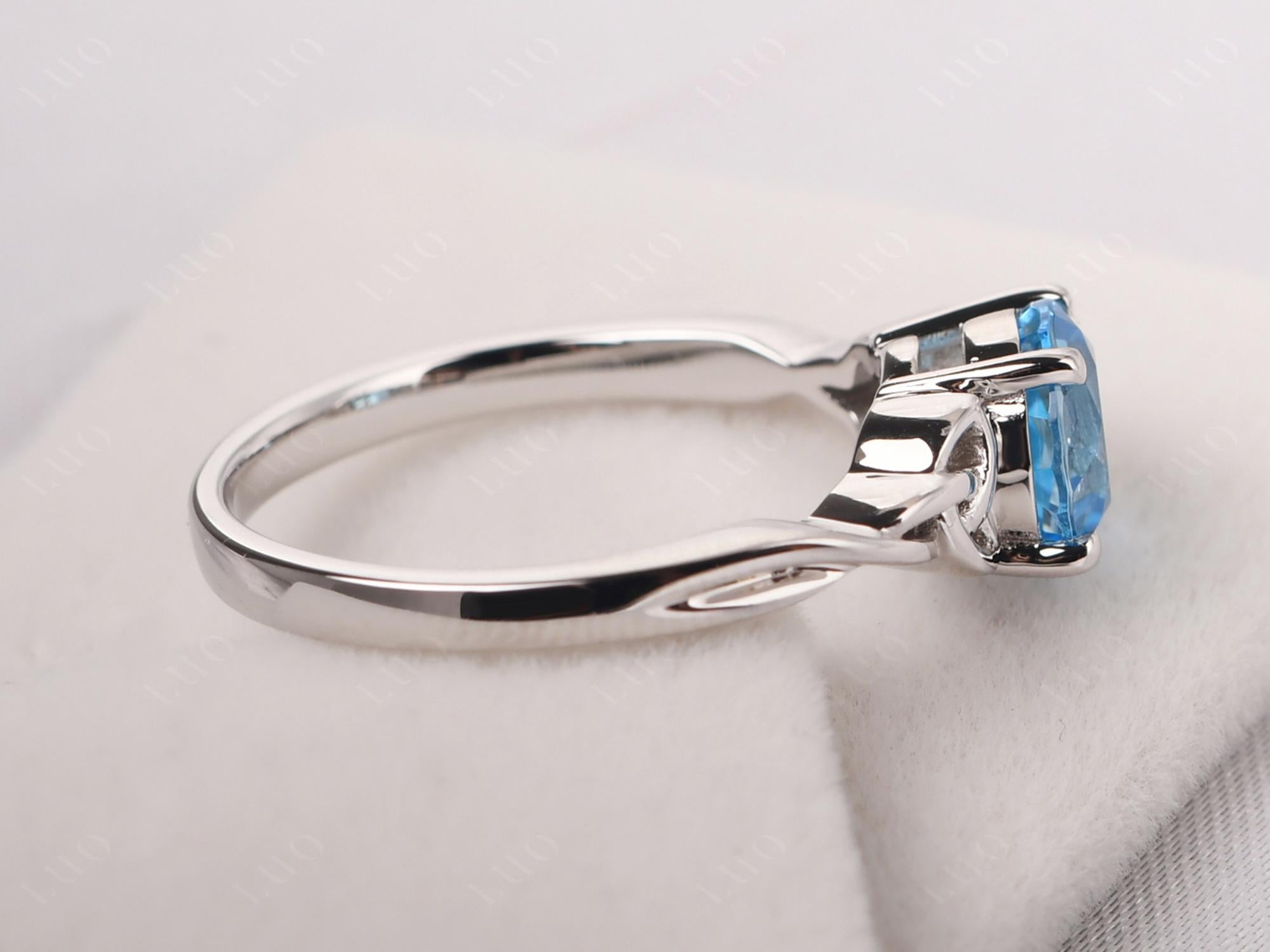 Round Cut Swiss Blue Topaz Celtic Ring - LUO Jewelry