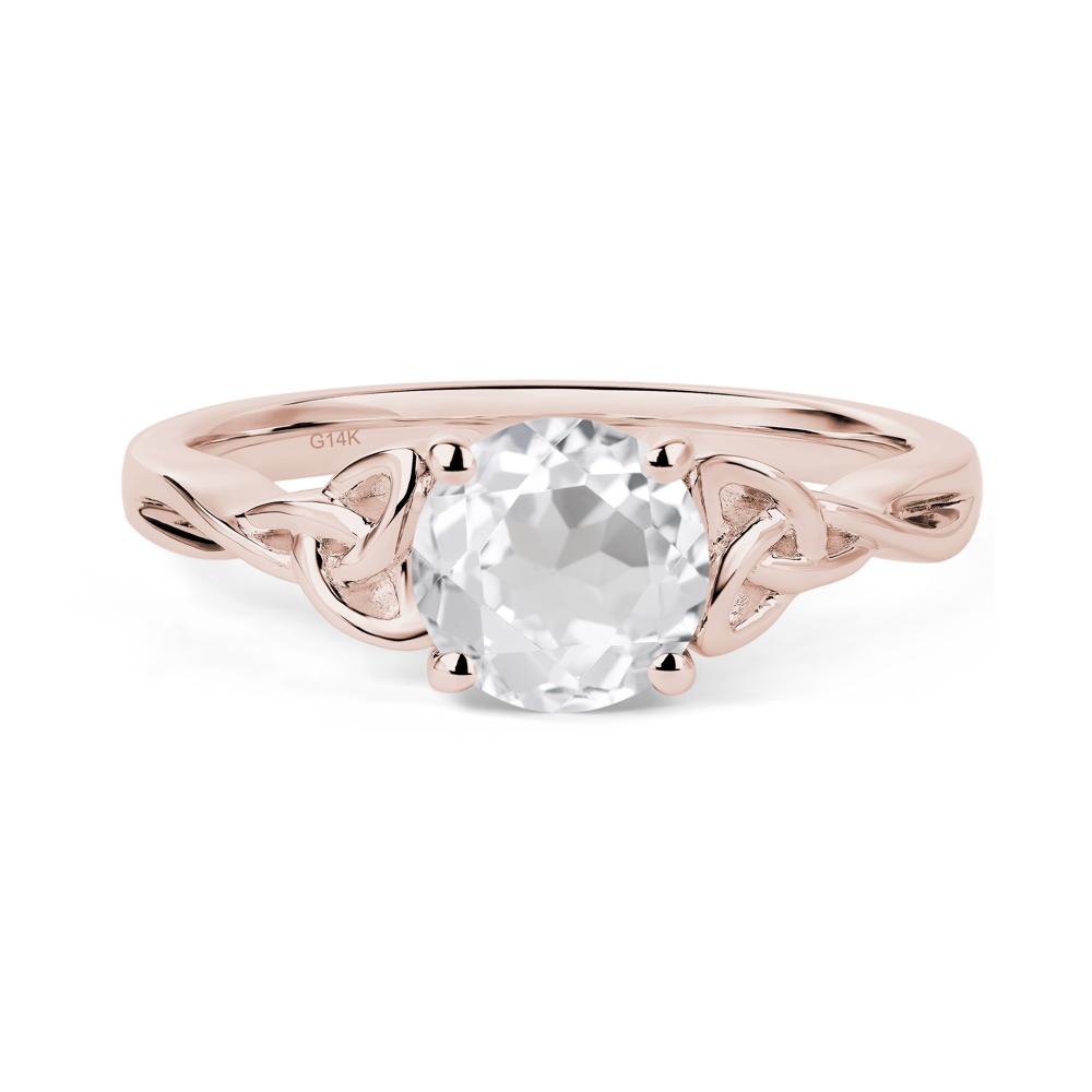 Round Cut White Topaz Celtic Ring - LUO Jewelry #metal_14k rose gold